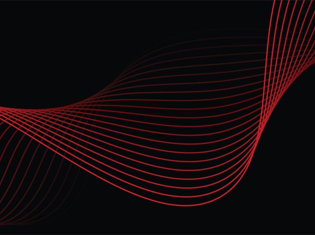 Abstract background with lines. Vector background with waves. Background for music album, poster, card, advertisement. Element for design isolated on black. Red and black. Valentine's Day